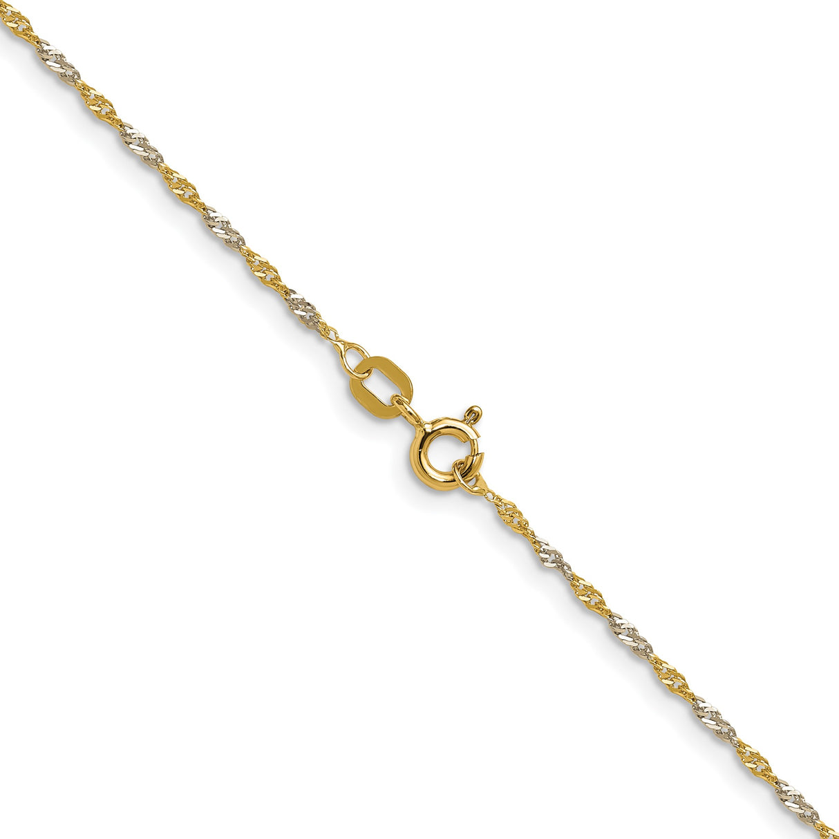 14K Yellow Gold 1.4 mm Singapore Chain Necklace, Polished alternate angle