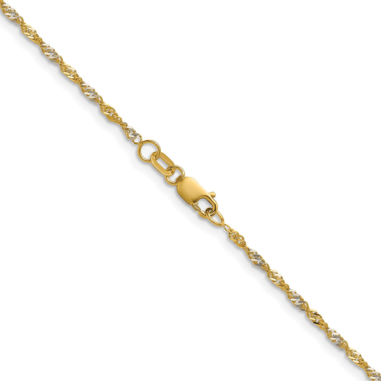 14K Yellow Gold 1.65 mm Singapore Chain Necklace, Polished alternate angle