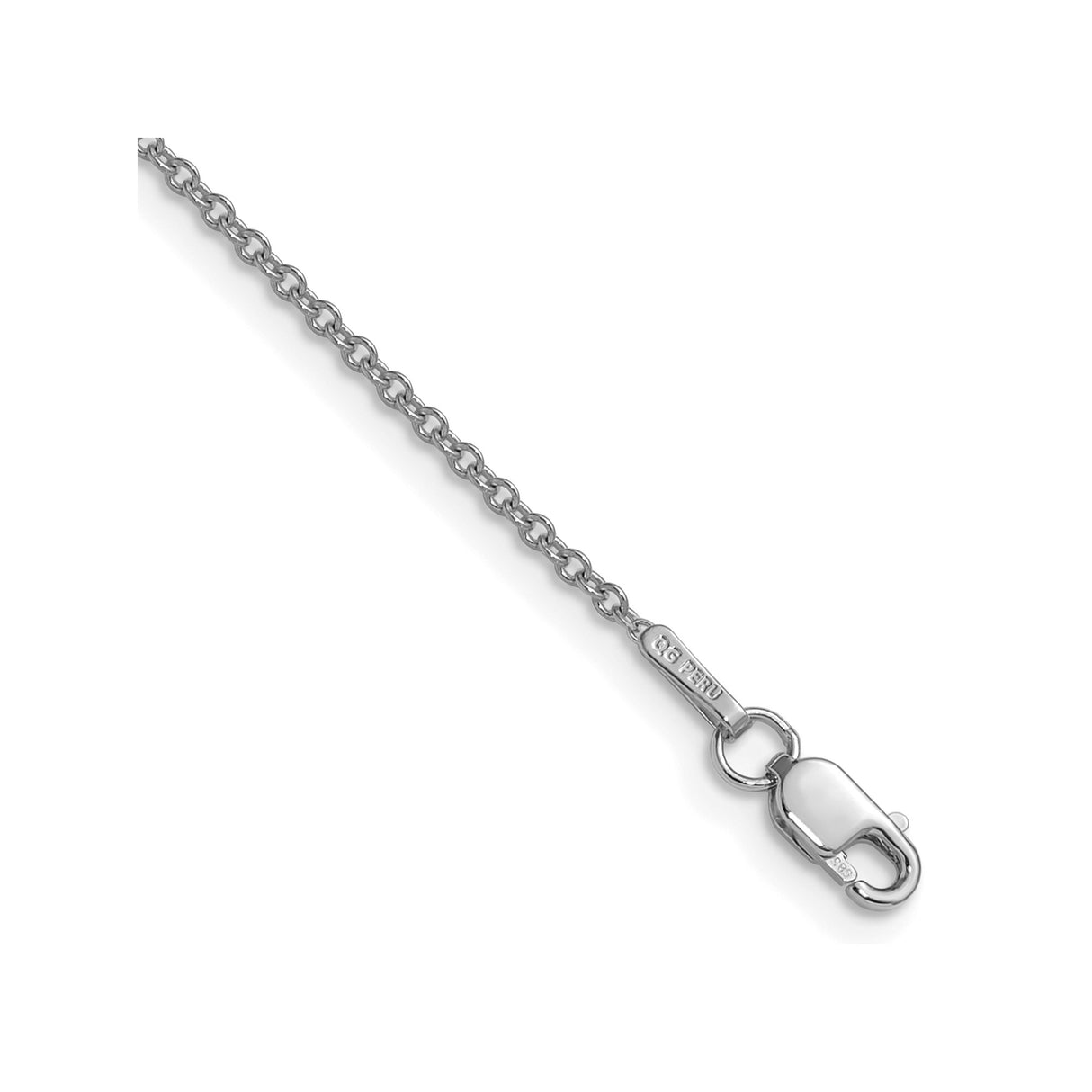 14K White Gold 1.5 mm Polished Chain Necklace, Solid detail view