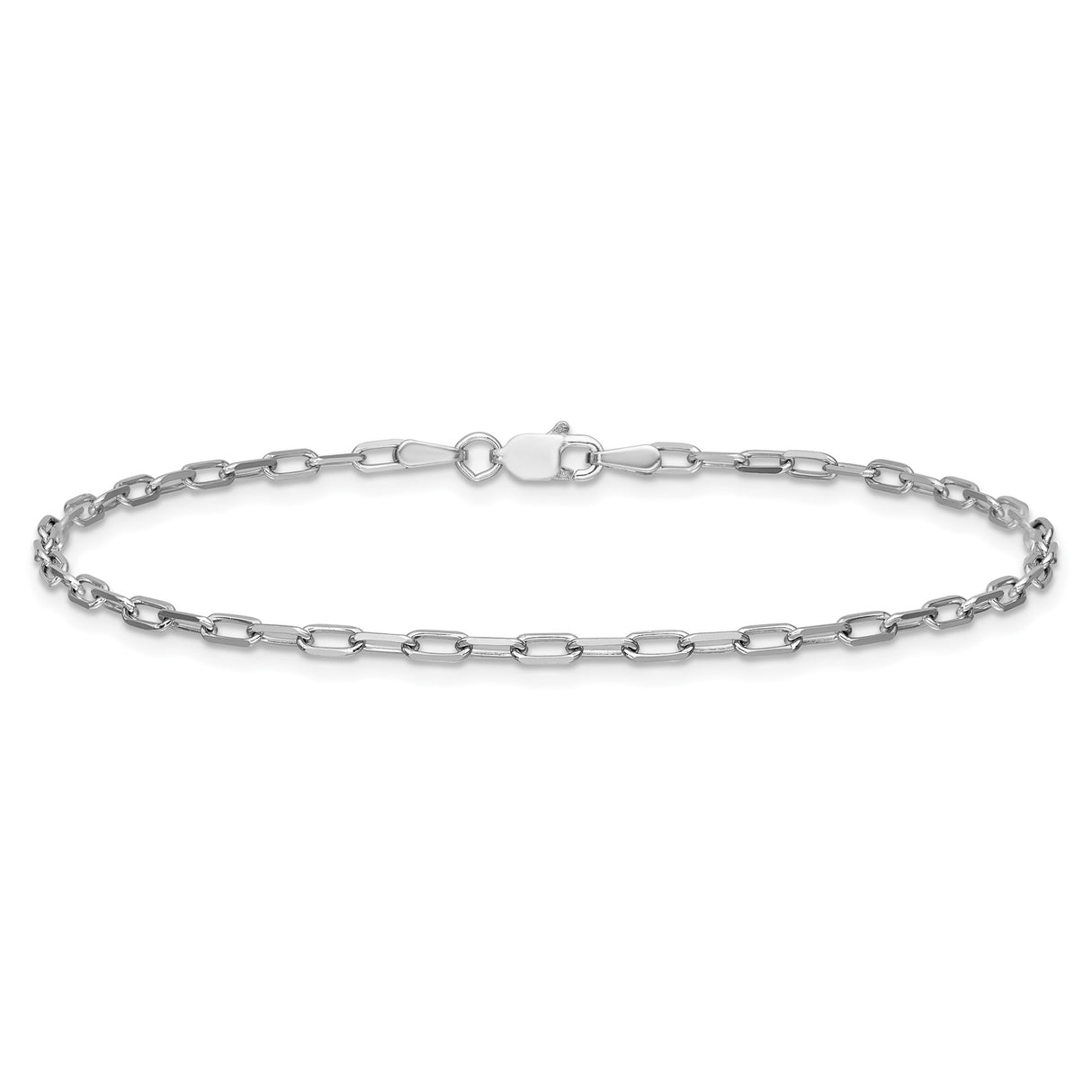 14K White Gold 2.1 mm Paperclip Chain Bracelet, Polished alternate angle