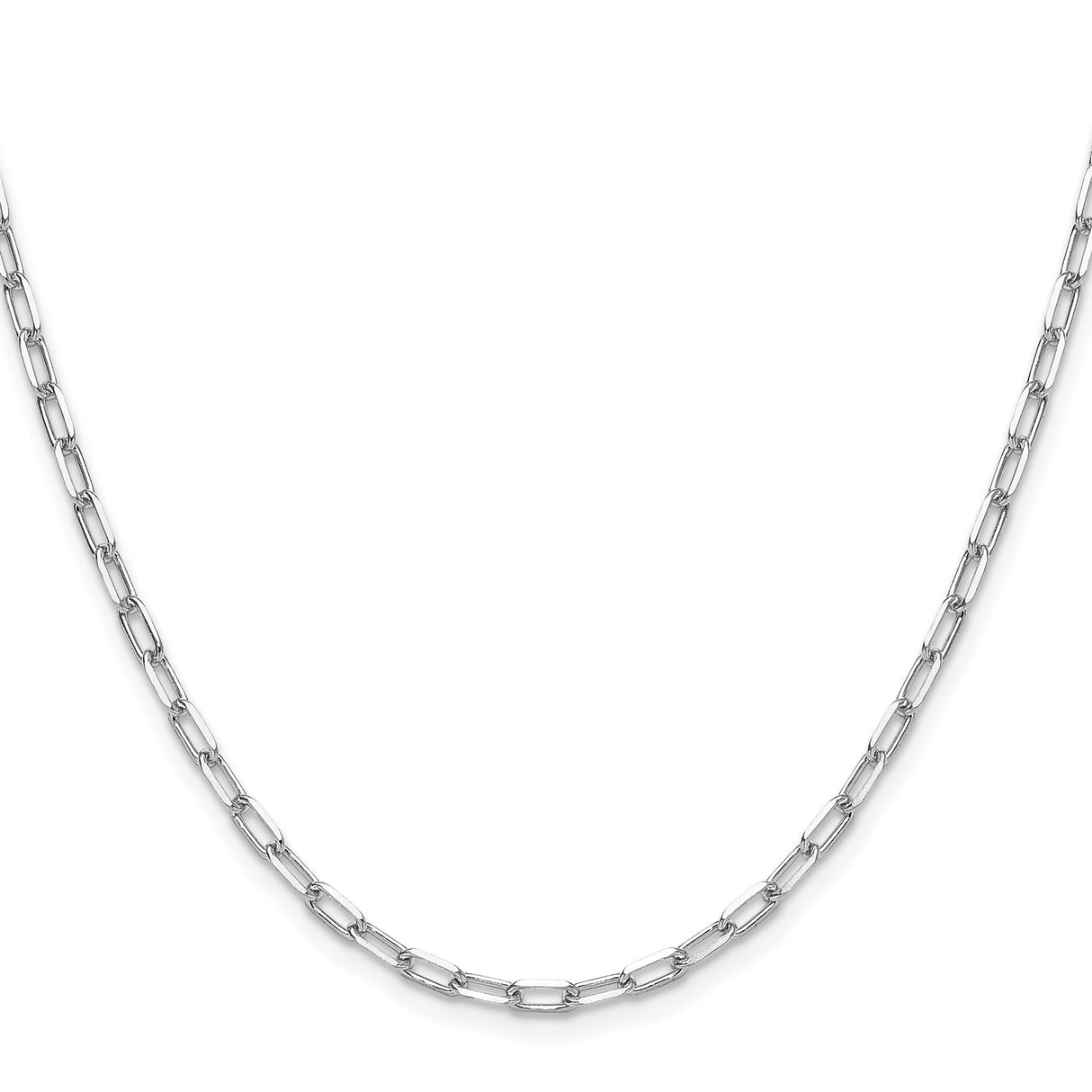 14K White Gold 3 mm Paperclip Chain Necklace, Polished
