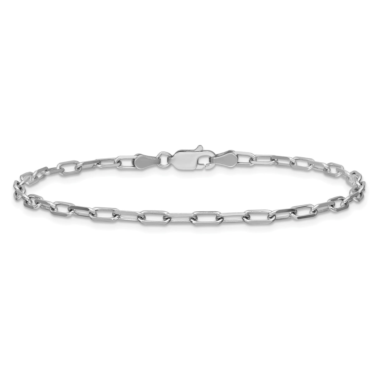 14K White Gold 3 mm Paperclip Chain Bracelet, Polished alternate angle