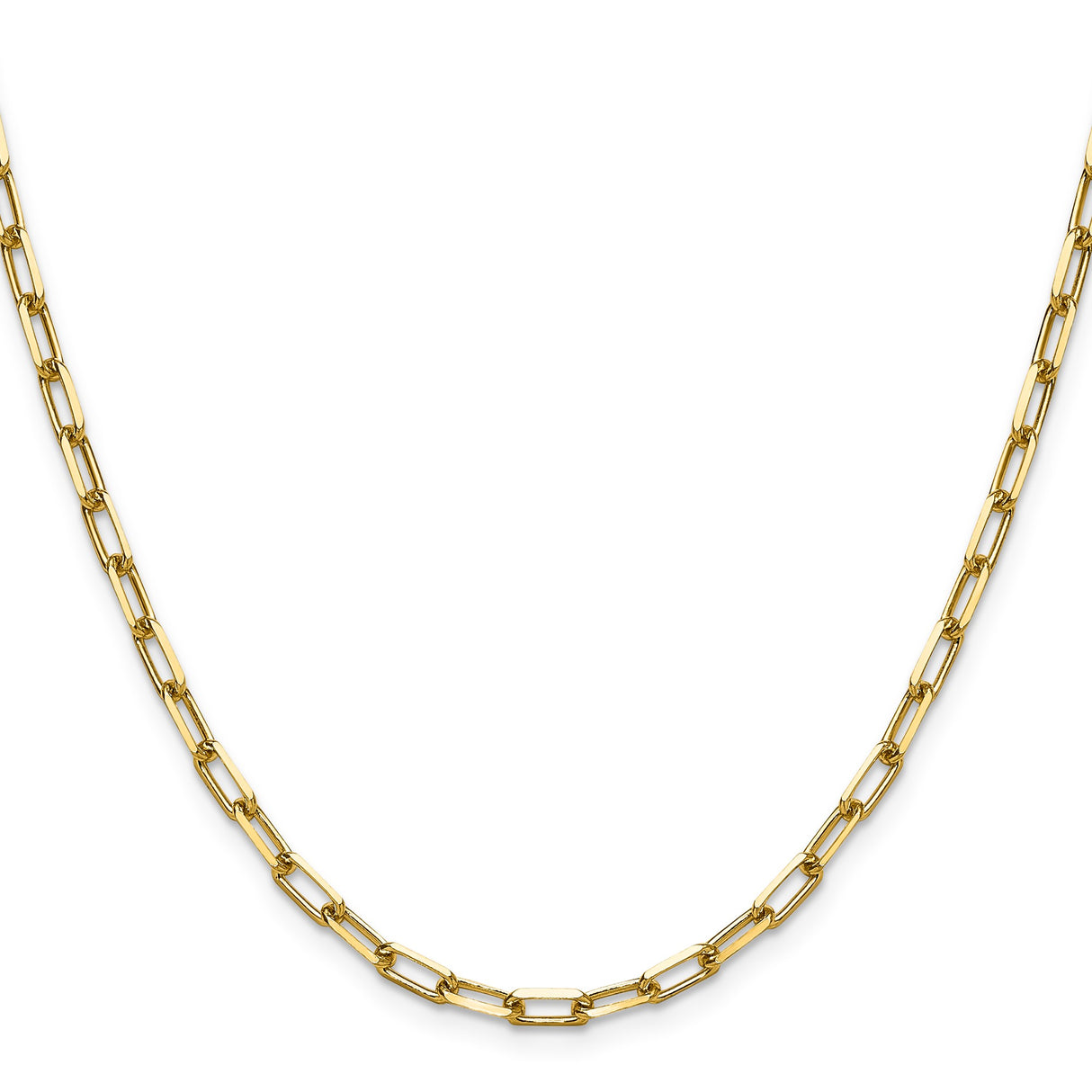 14K Yellow Gold 3.43 mm Paperclip Chain Necklace, Polished