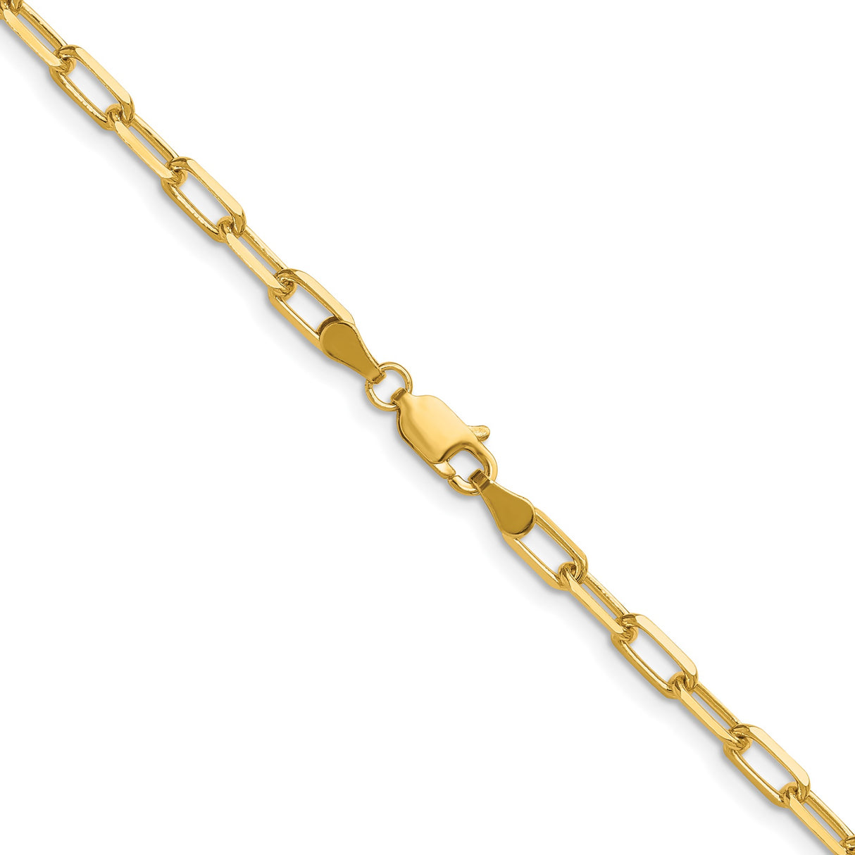 14K Yellow Gold 3.43 mm Paperclip Chain Necklace, Polished alternate angle