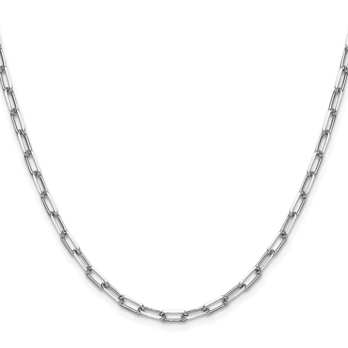 14K White Gold 3.43 mm Paperclip Chain Necklace, Polished