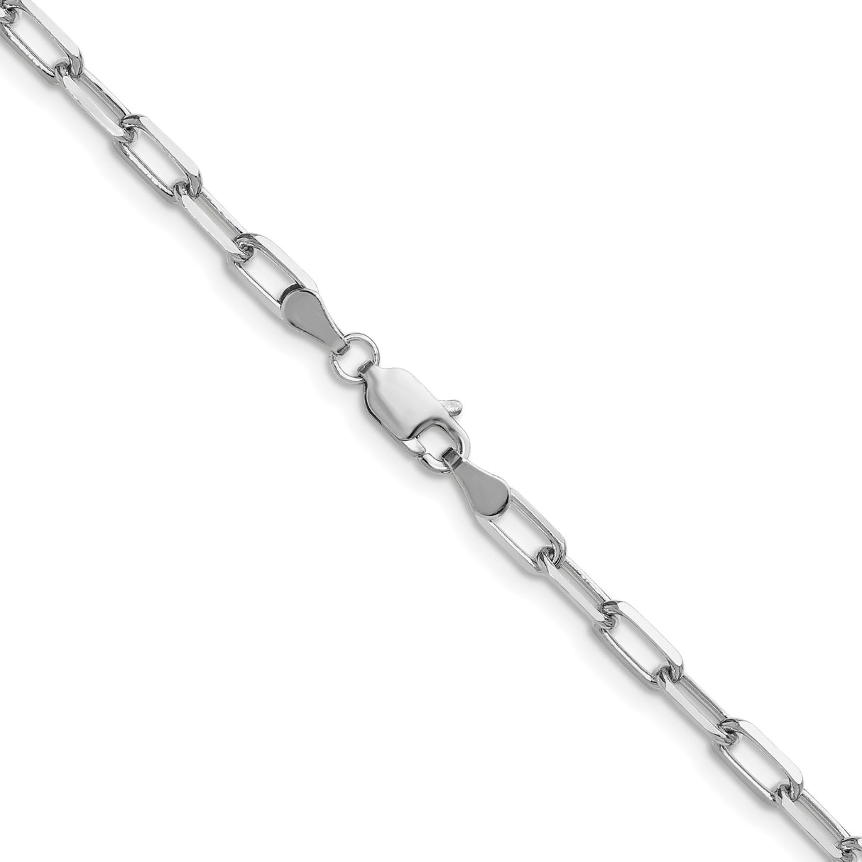 14K White Gold 3.43 mm Paperclip Chain Necklace, Polished alternate angle
