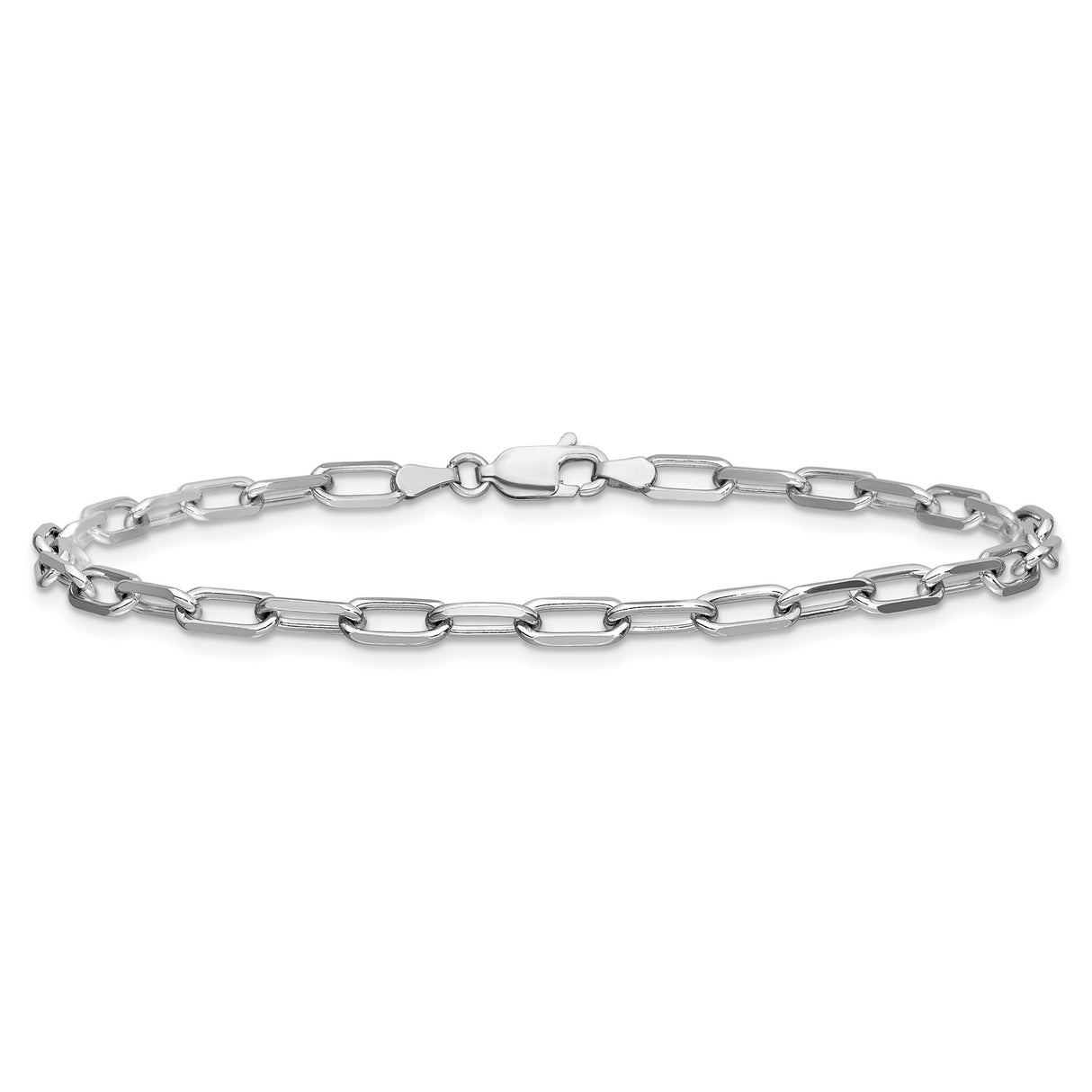 14K White Gold 3.43 mm Paperclip Chain Bracelet, Polished alternate angle
