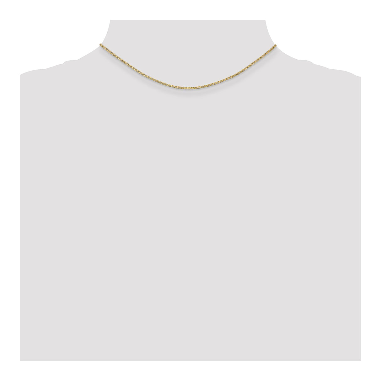 14K Yellow Gold 1.5 mm Polished Chain Necklace, Solid detail view