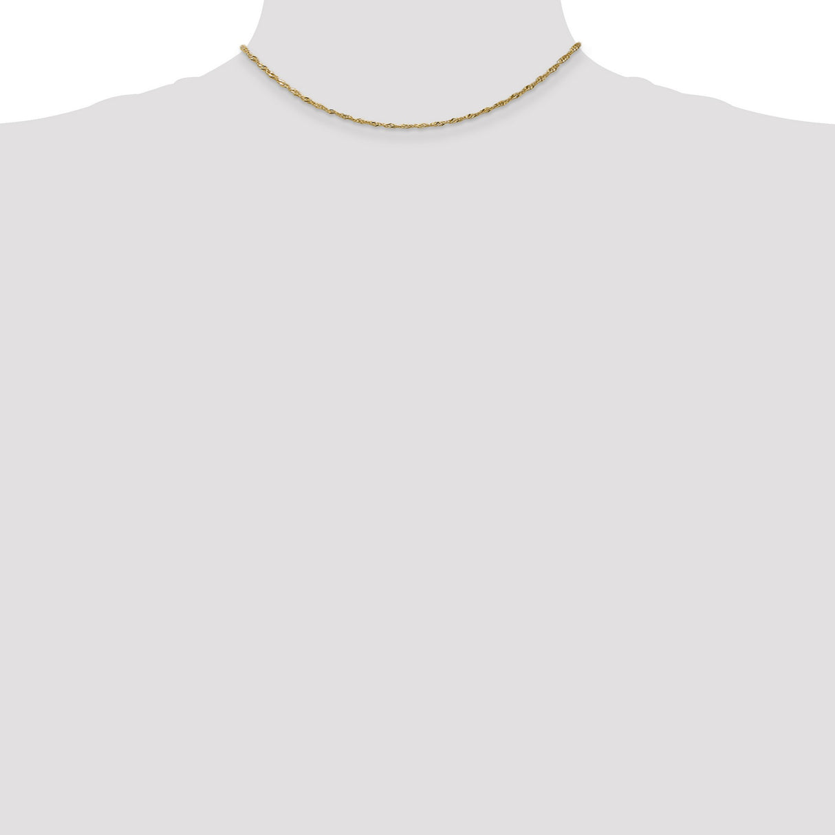 14K Yellow Gold 1.4 mm Singapore Chain Necklace, Polished detail view