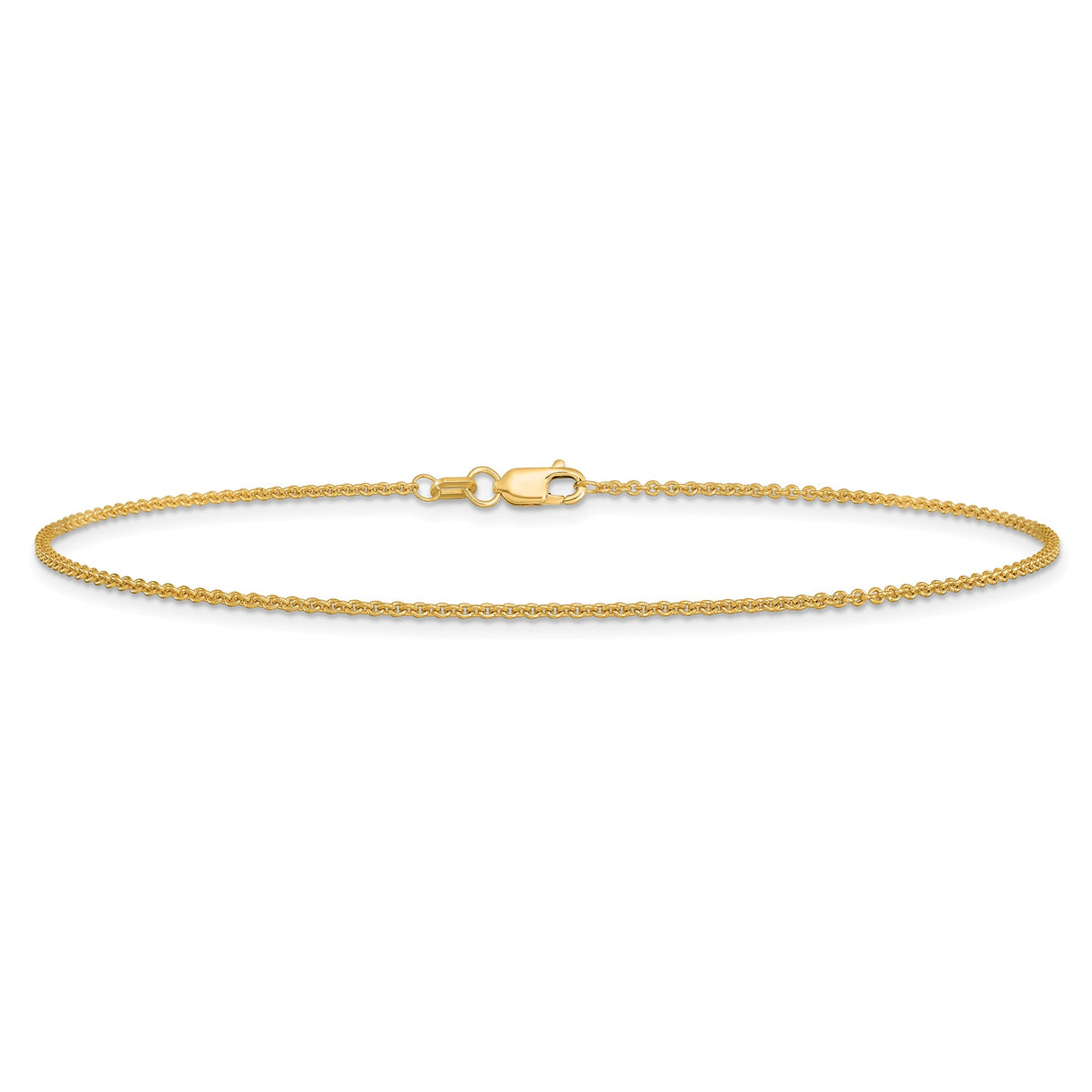 14K Yellow Gold 1.4 mm Polished Chain Anklet, Solid