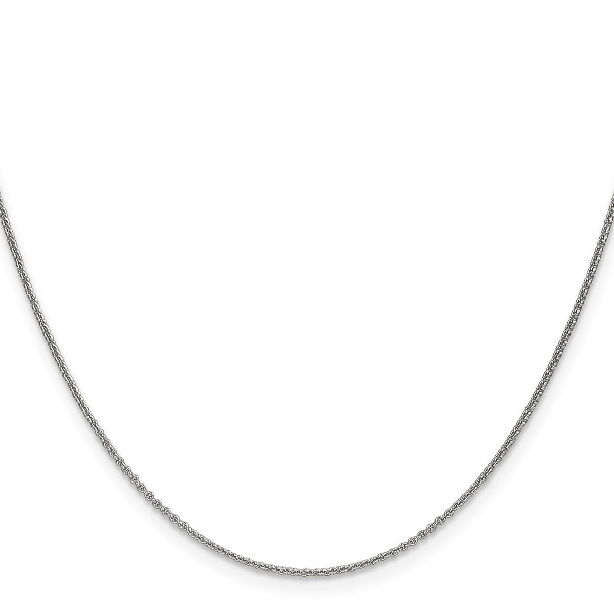 14K White Gold 1 mm Polished Chain Necklace, Solid