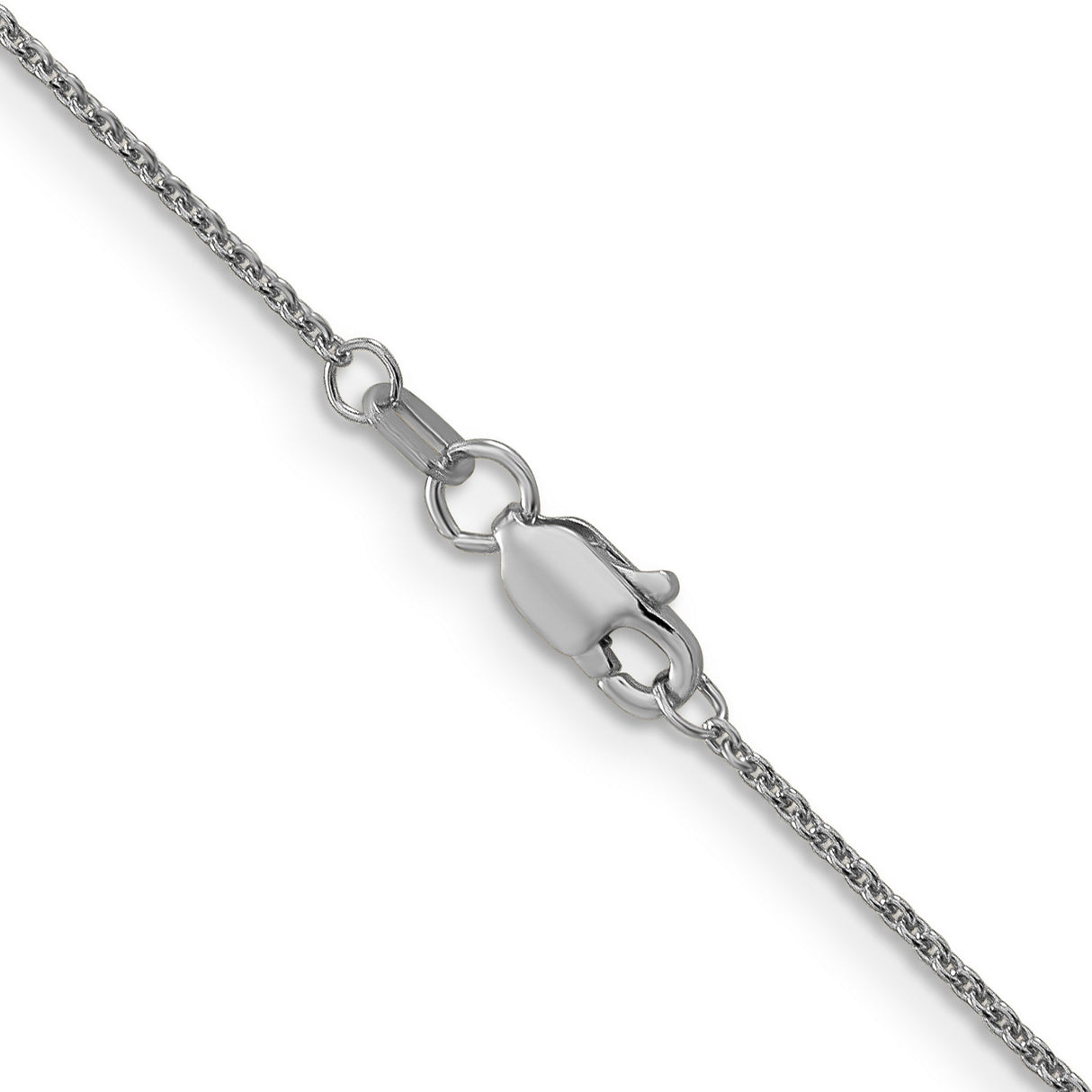 14K White Gold 1 mm Polished Chain Necklace, Solid alternate angle
