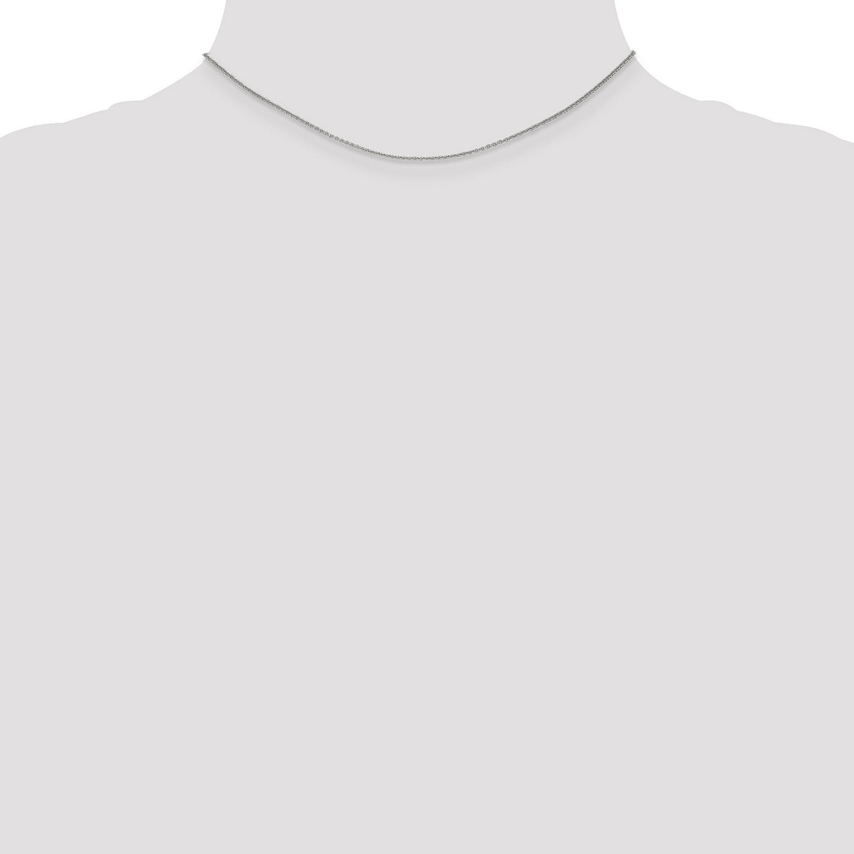 14K White Gold 1 mm Polished Chain Necklace, Solid detail view