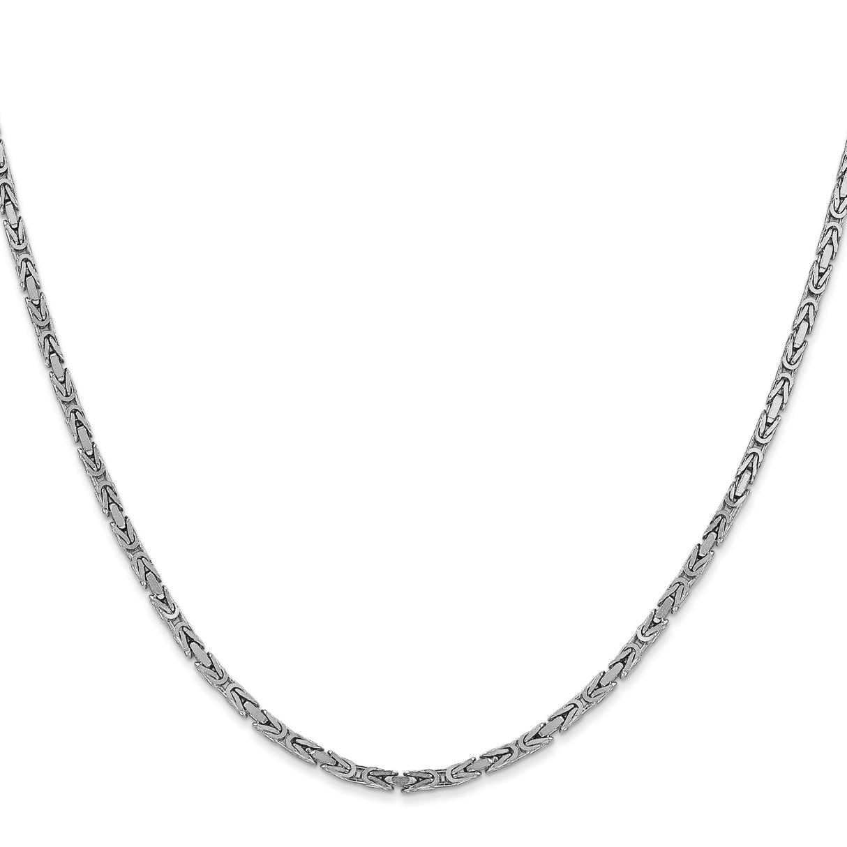 14K White Gold 2 mm Polished Chain Necklace, Solid
