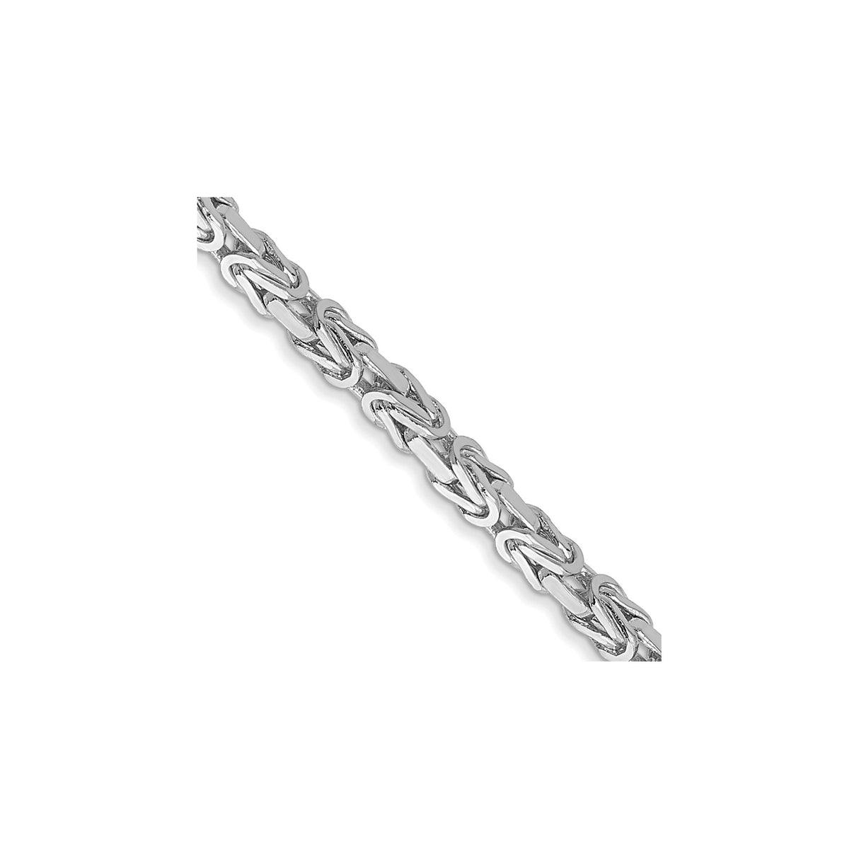14K White Gold 2 mm Polished Chain Necklace, Solid detail view