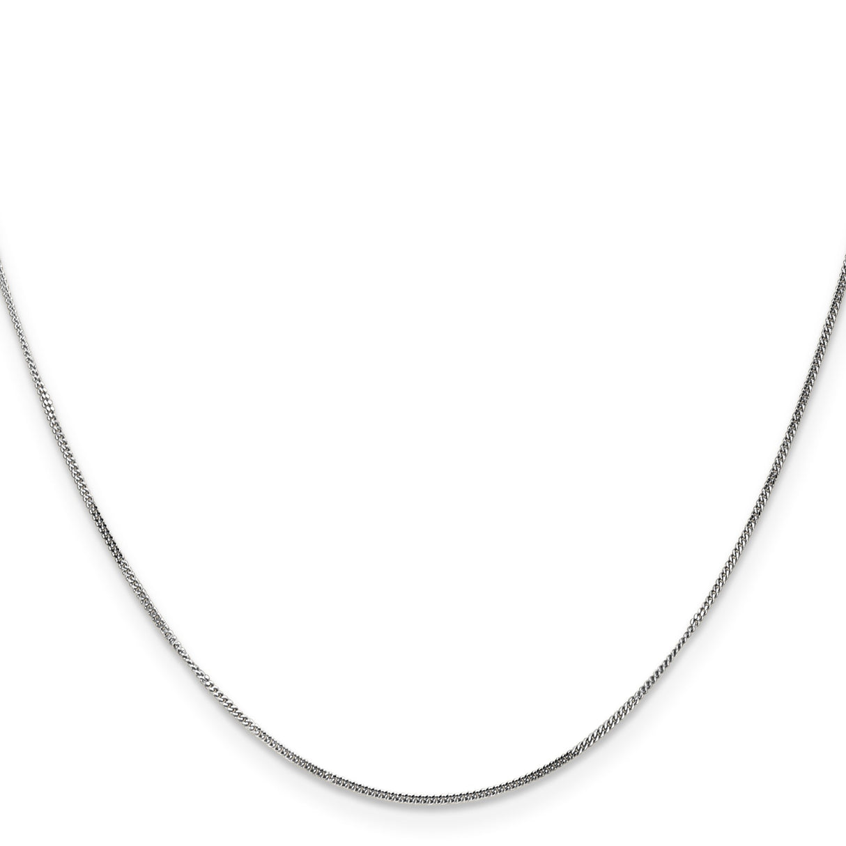 14K White Gold 0.9 mm Curb Chain Necklace, Polished