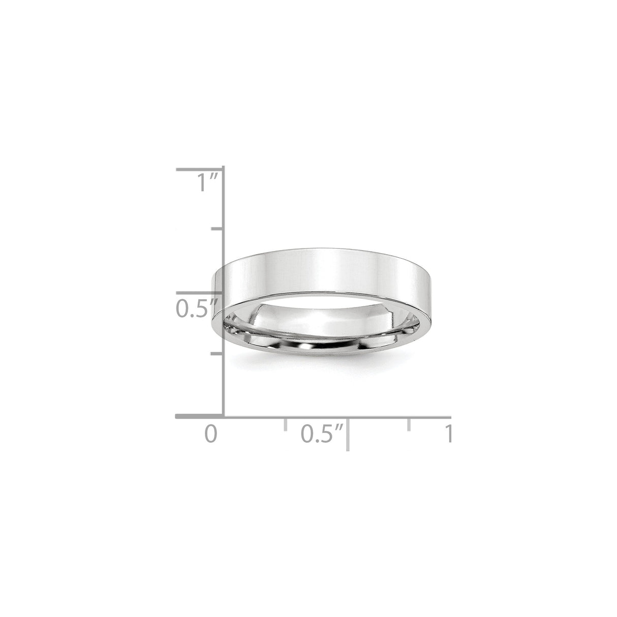 White Gold Flat wedding band ring shown for scale