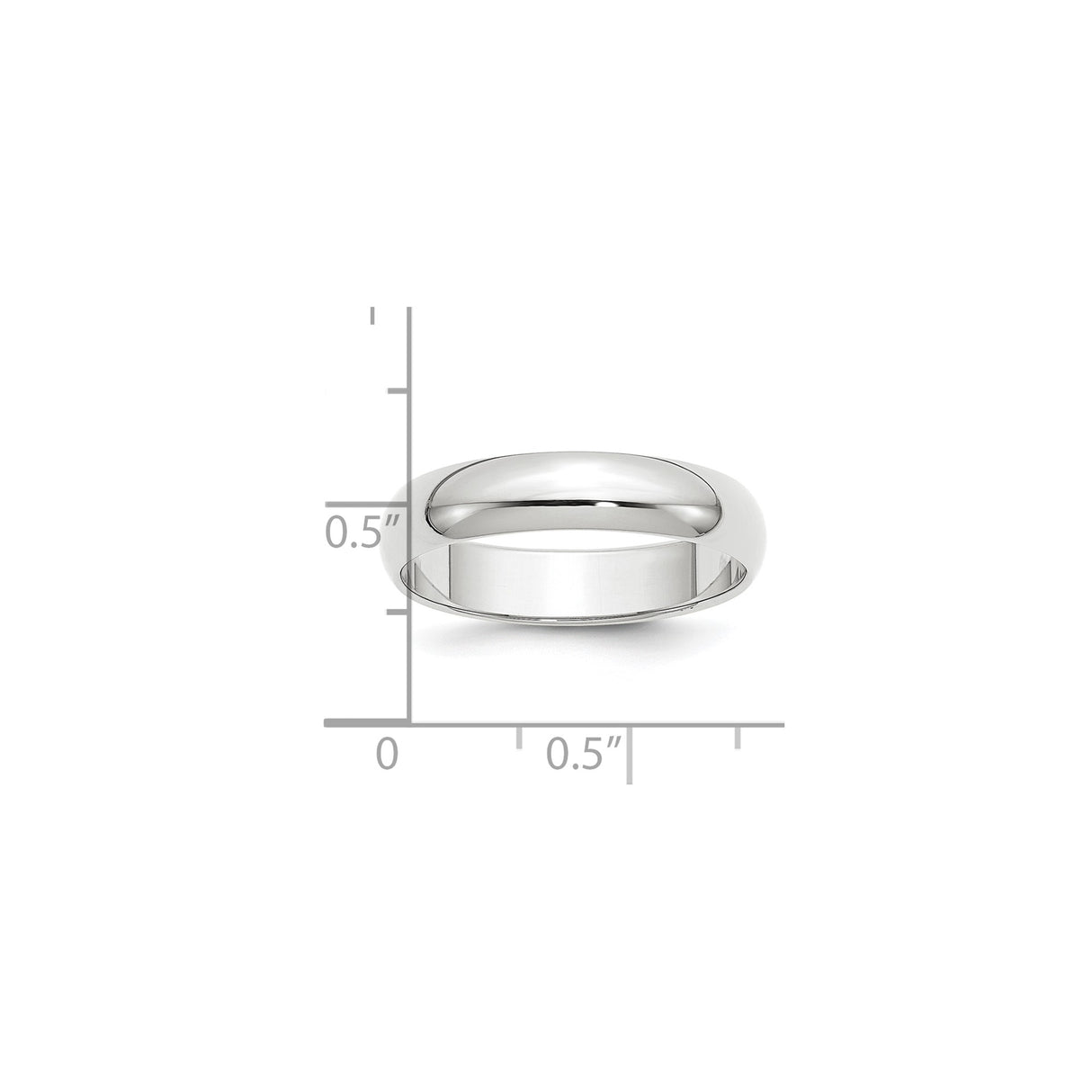 White Gold Domed wedding band ring shown for scale