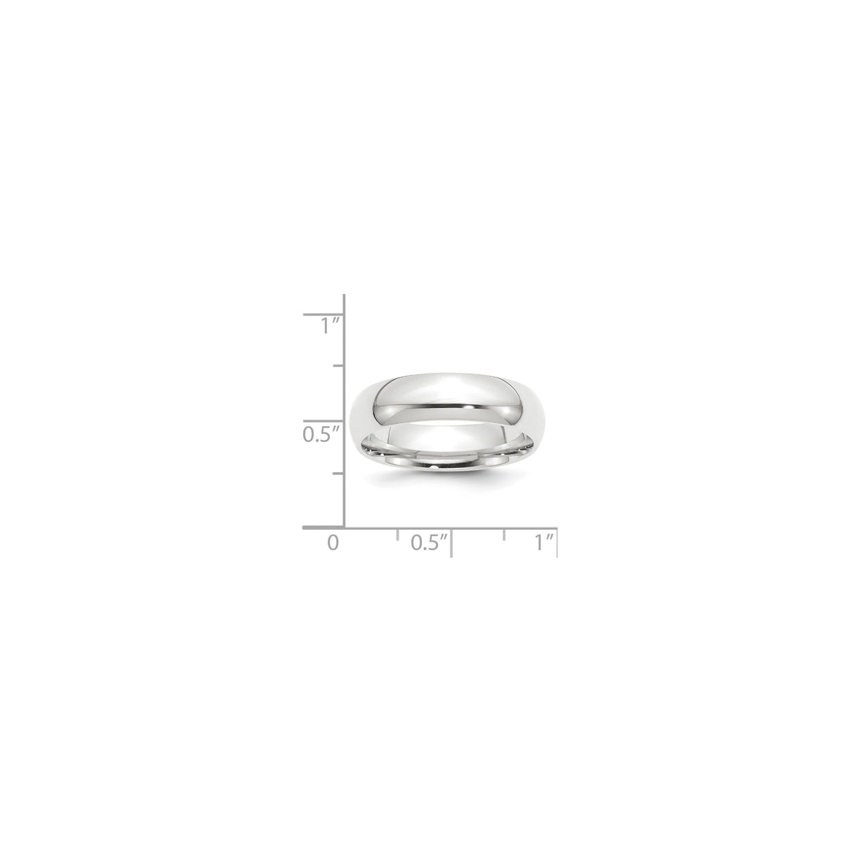 White Gold Comfort Fit, Lightweight wedding band ring shown for scale