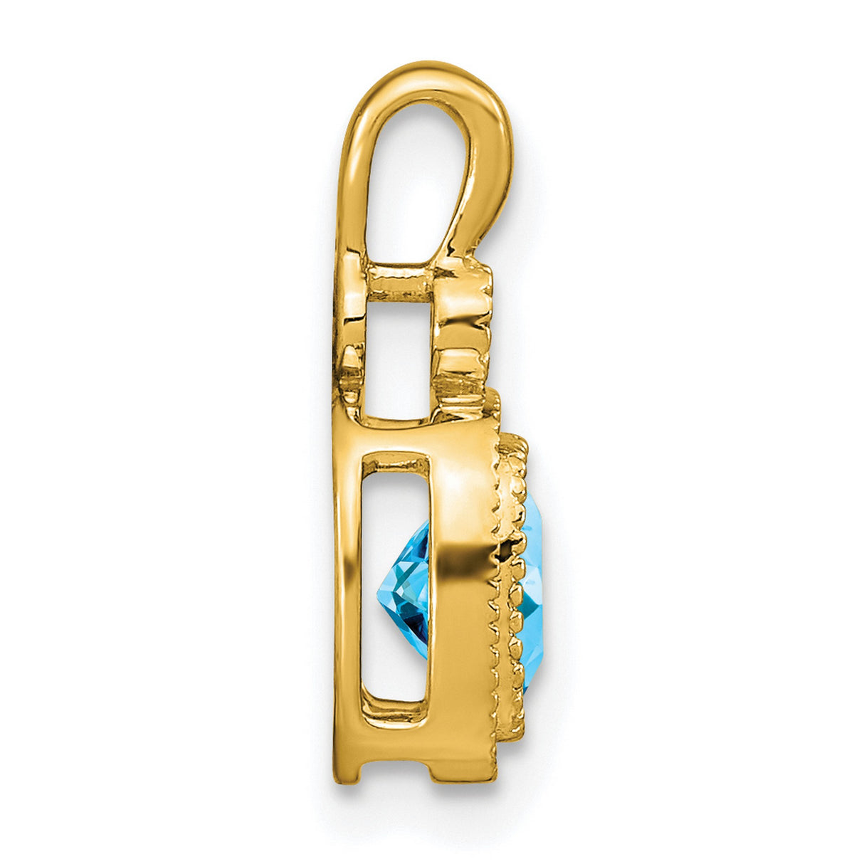 14k Yellow Gold Pendant with Blue Topaz and Diamond Accent, Vintage-Inspired Charm