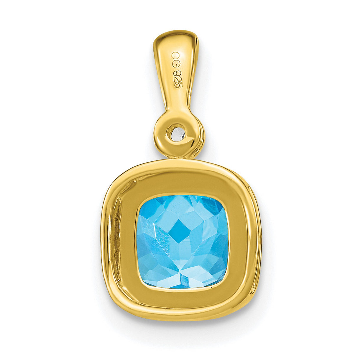 14k Yellow Gold Pendant with Blue Topaz and Diamond Accent, Vintage-Inspired Charm
