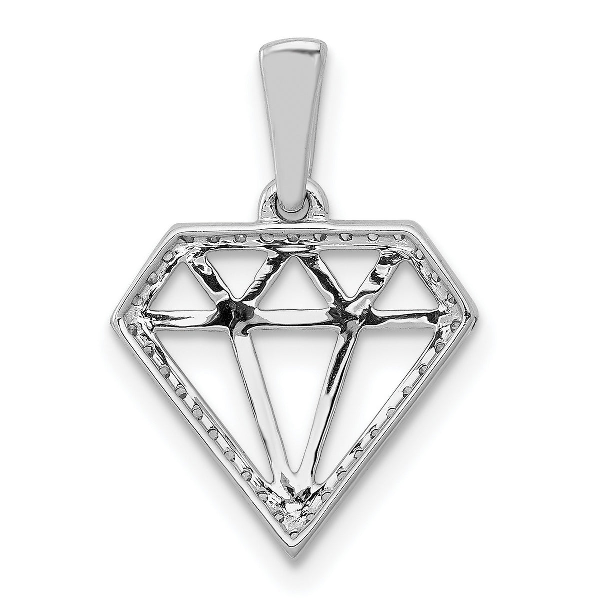 14k White Gold Diamond Pendant with Open Geometric Design for Women