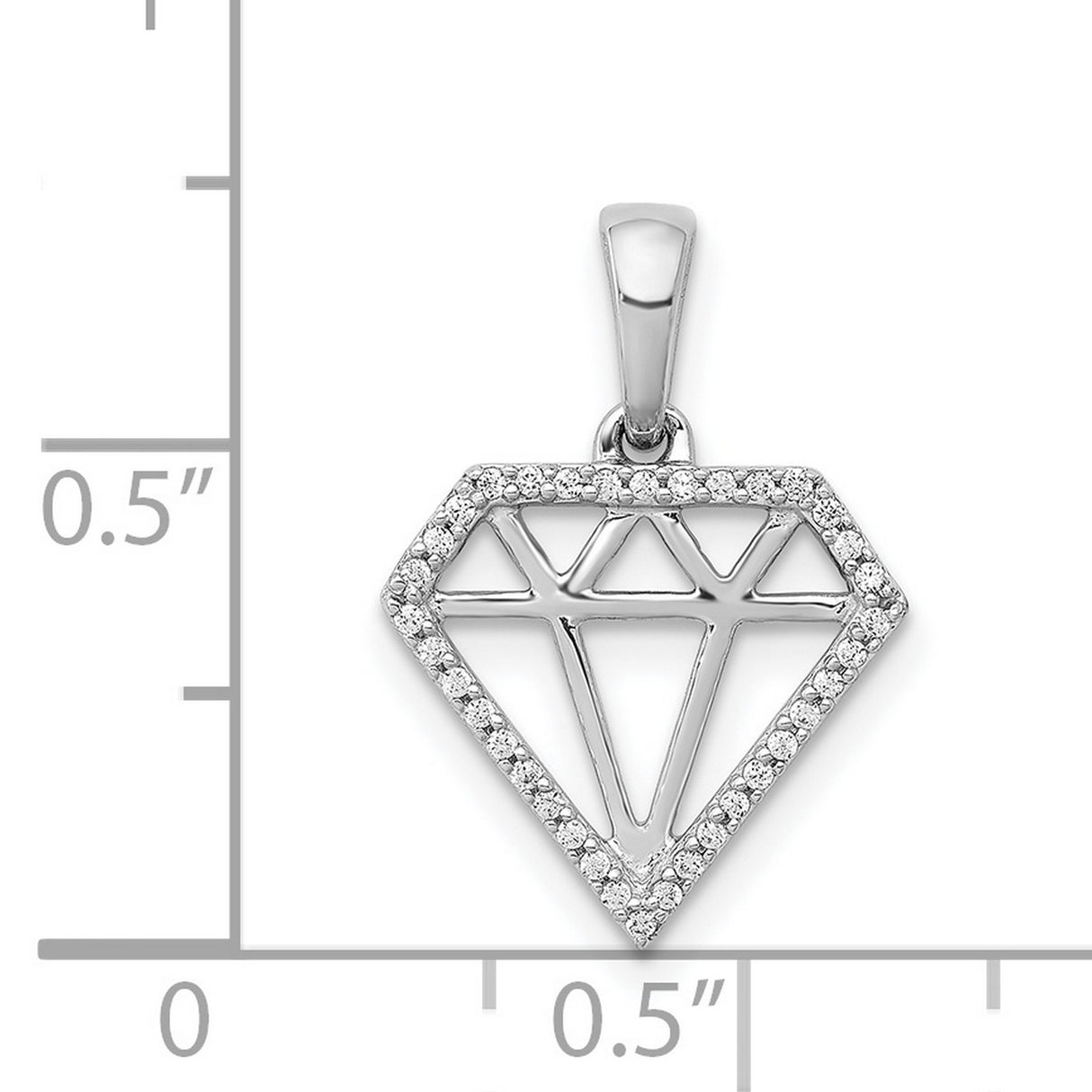 14k White Gold Diamond Pendant with Open Geometric Design for Women
