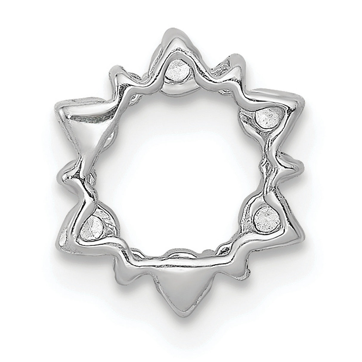 14k White Gold Circular Pendant with Diamond Accents and Modern Wreath Design