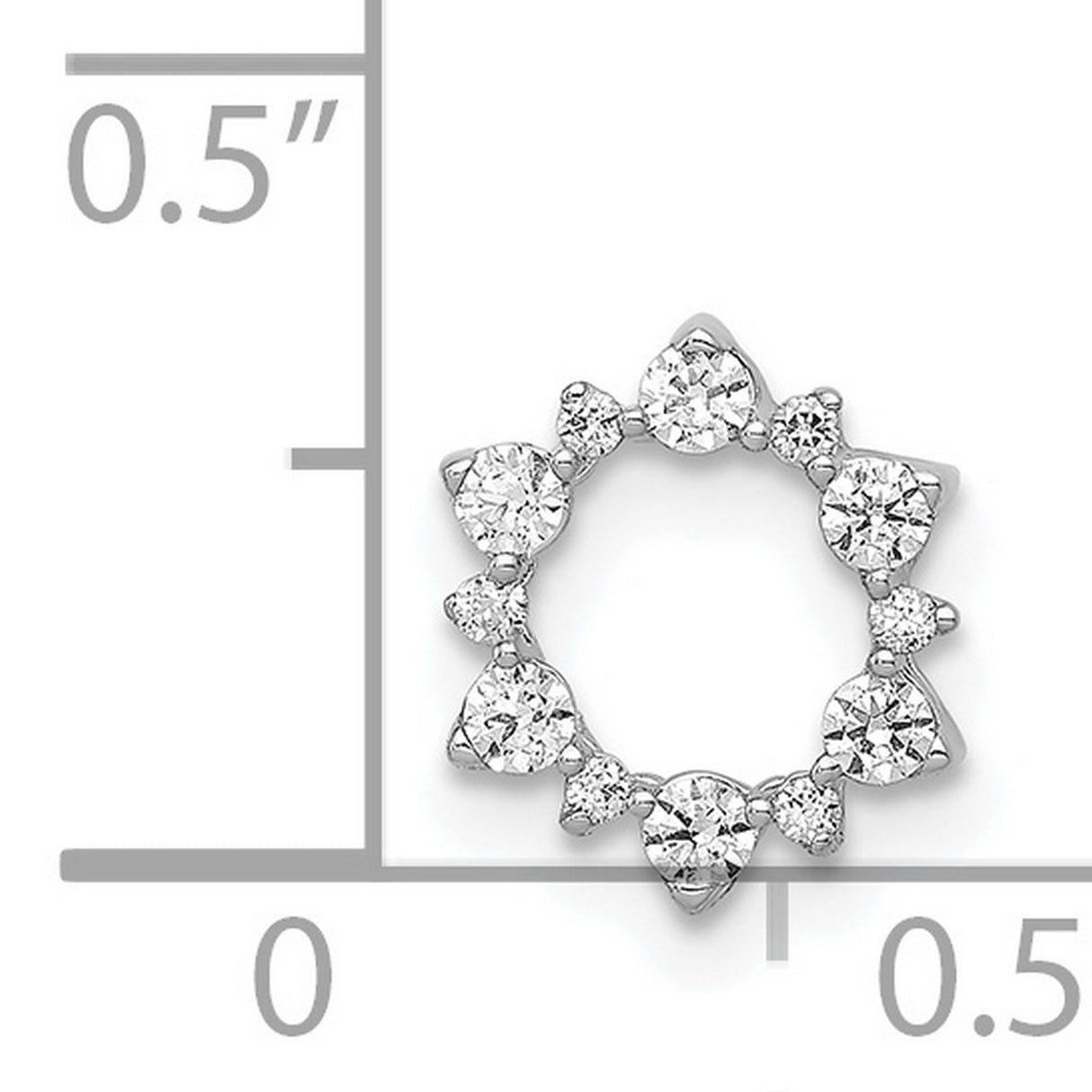 14k White Gold Circular Pendant with Diamond Accents and Modern Wreath Design