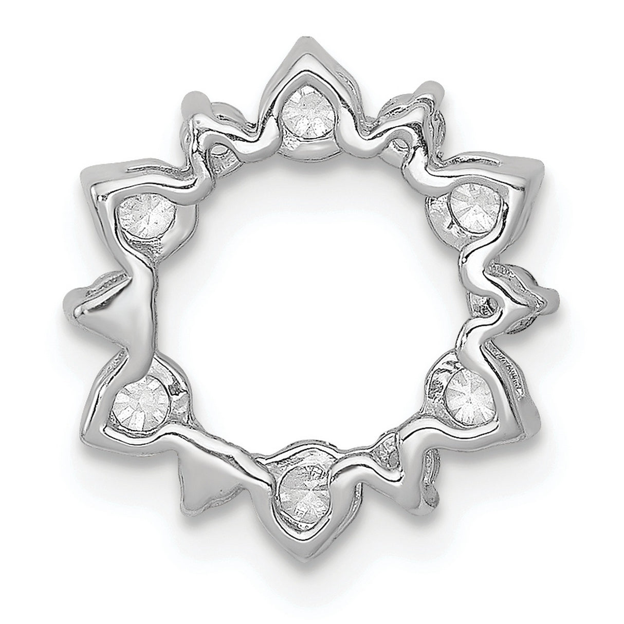 14k White Gold Diamond Circle Pendant with Round and Pear Cuts, Wreath Design for Women