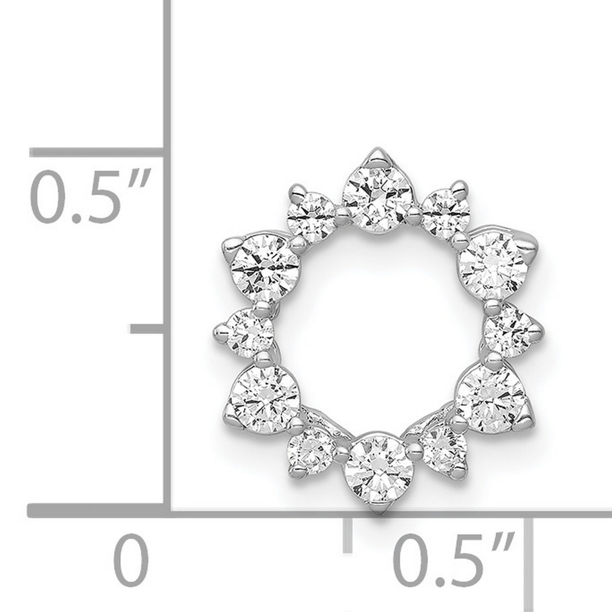 14k White Gold Diamond Circle Pendant with Round and Pear Cuts, Wreath Design for Women