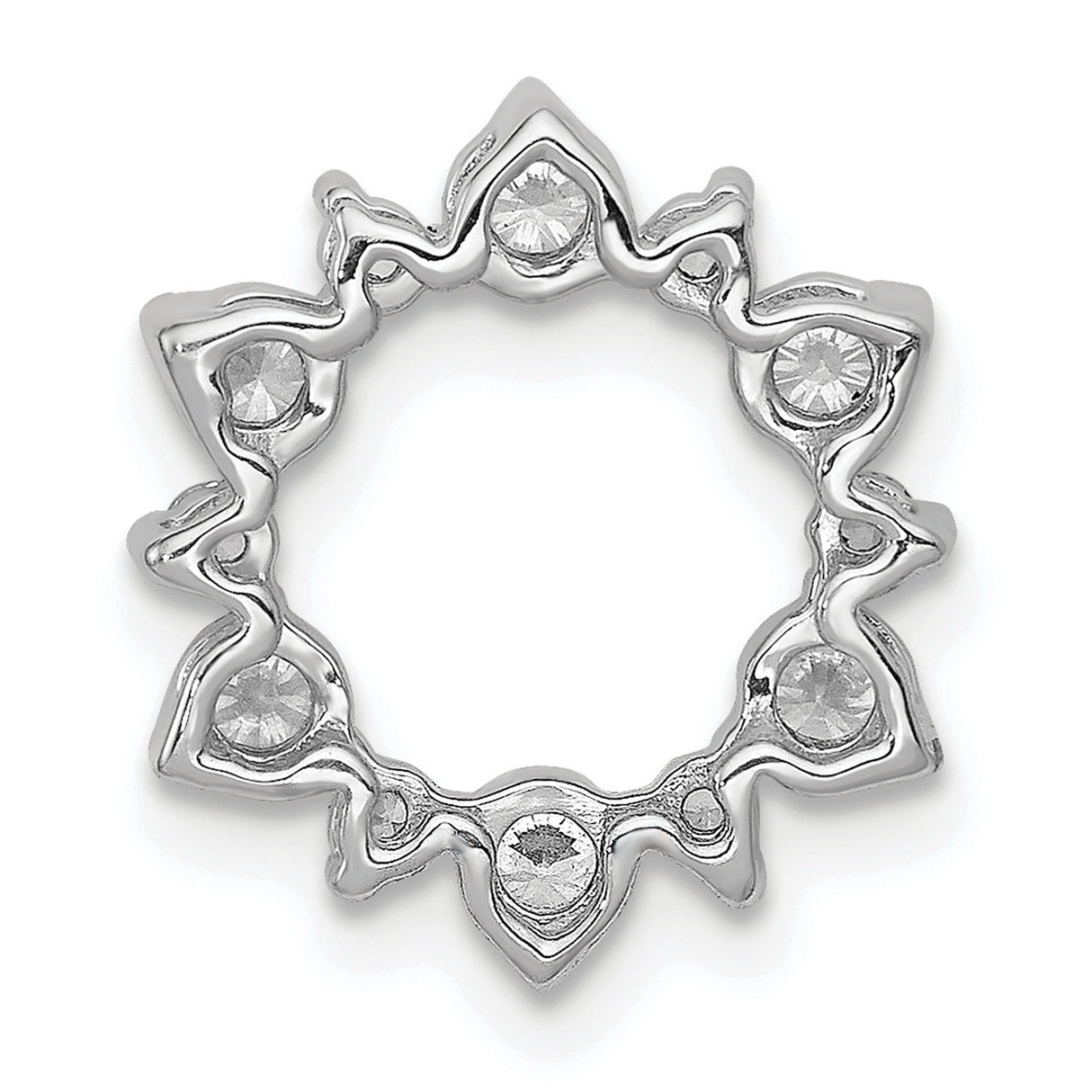 14k White Gold Diamond Circle Pendant with Floral Wreath Design for Women