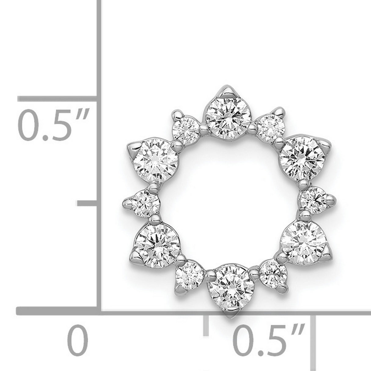 14k White Gold Diamond Circle Pendant with Floral Wreath Design for Women