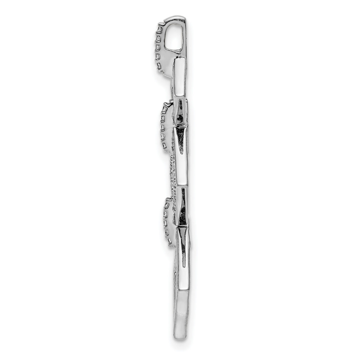 14k White Gold Diamond Pendant with Linked Open Squares, Modern Geometric Design