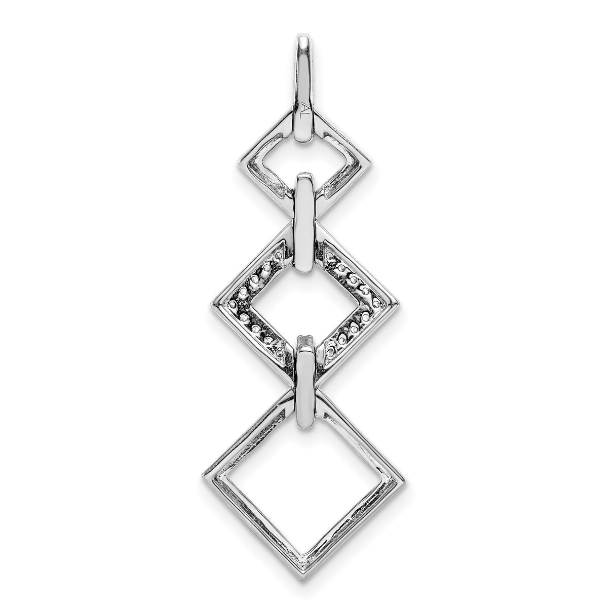14k White Gold Diamond Pendant with Linked Open Squares, Modern Geometric Design