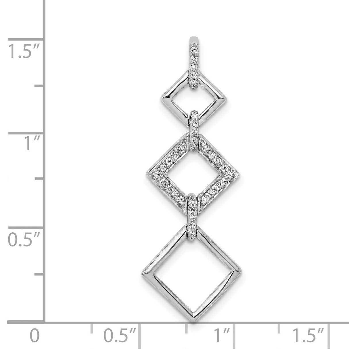 14k White Gold Diamond Pendant with Linked Open Squares, Modern Geometric Design