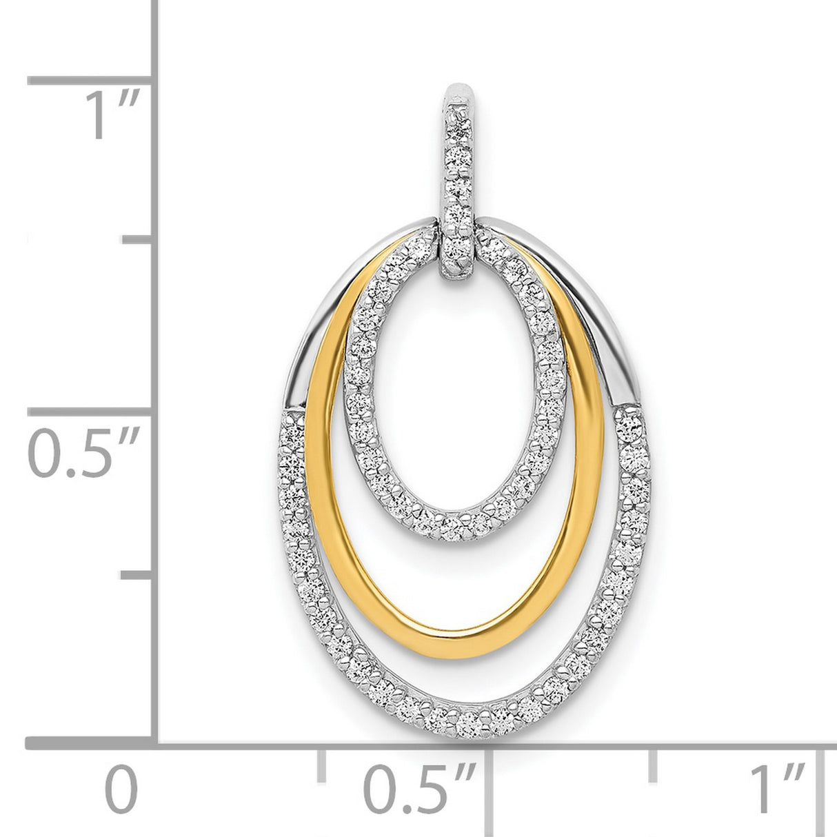 10k Two-Tone Gold Oval Pendant with Cubic Zirconia, Intertwined Layered Loop Design