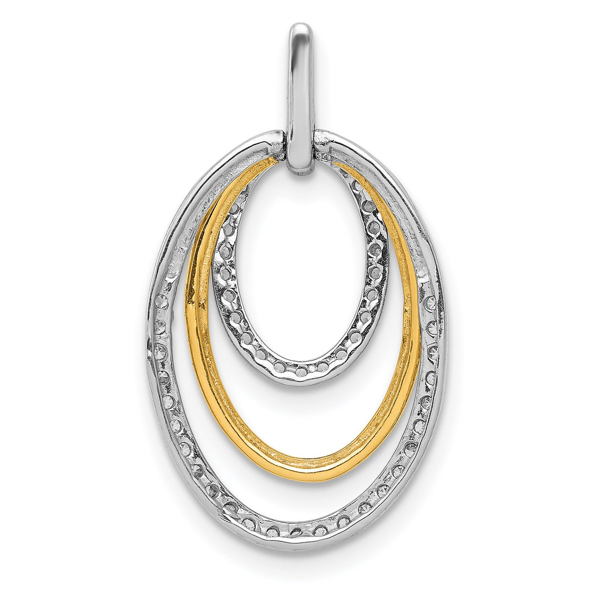 14k Two-Tone Gold Oval Pendant with Interlocking Diamond-Cut Loops