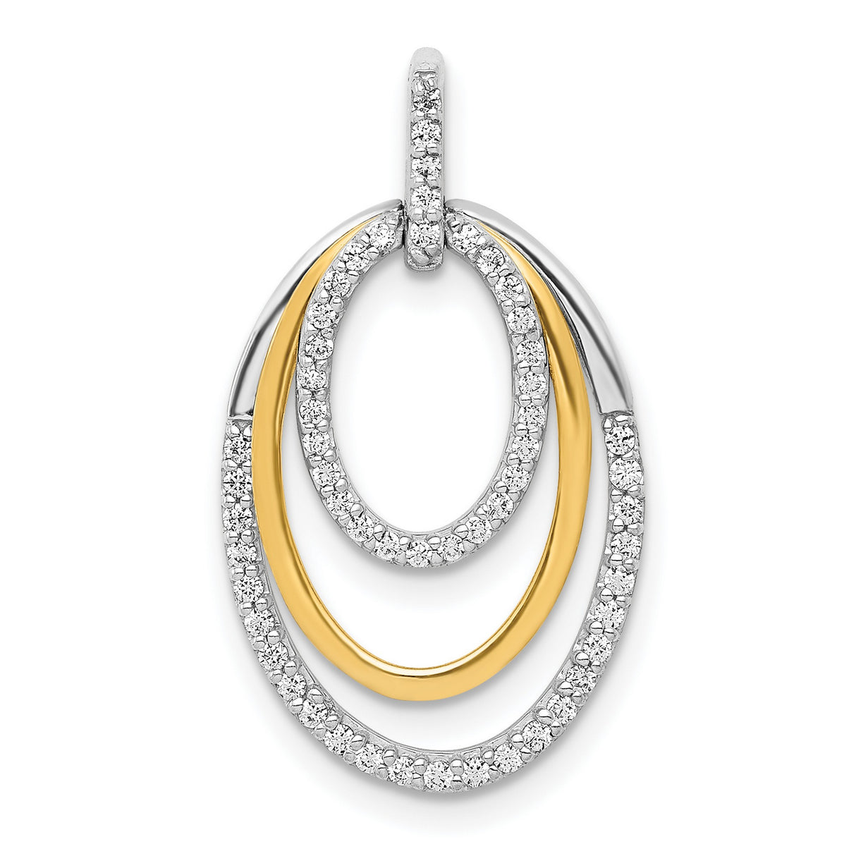 14k Two-Tone Gold Oval Pendant with Interlocking Diamond-Cut Loops