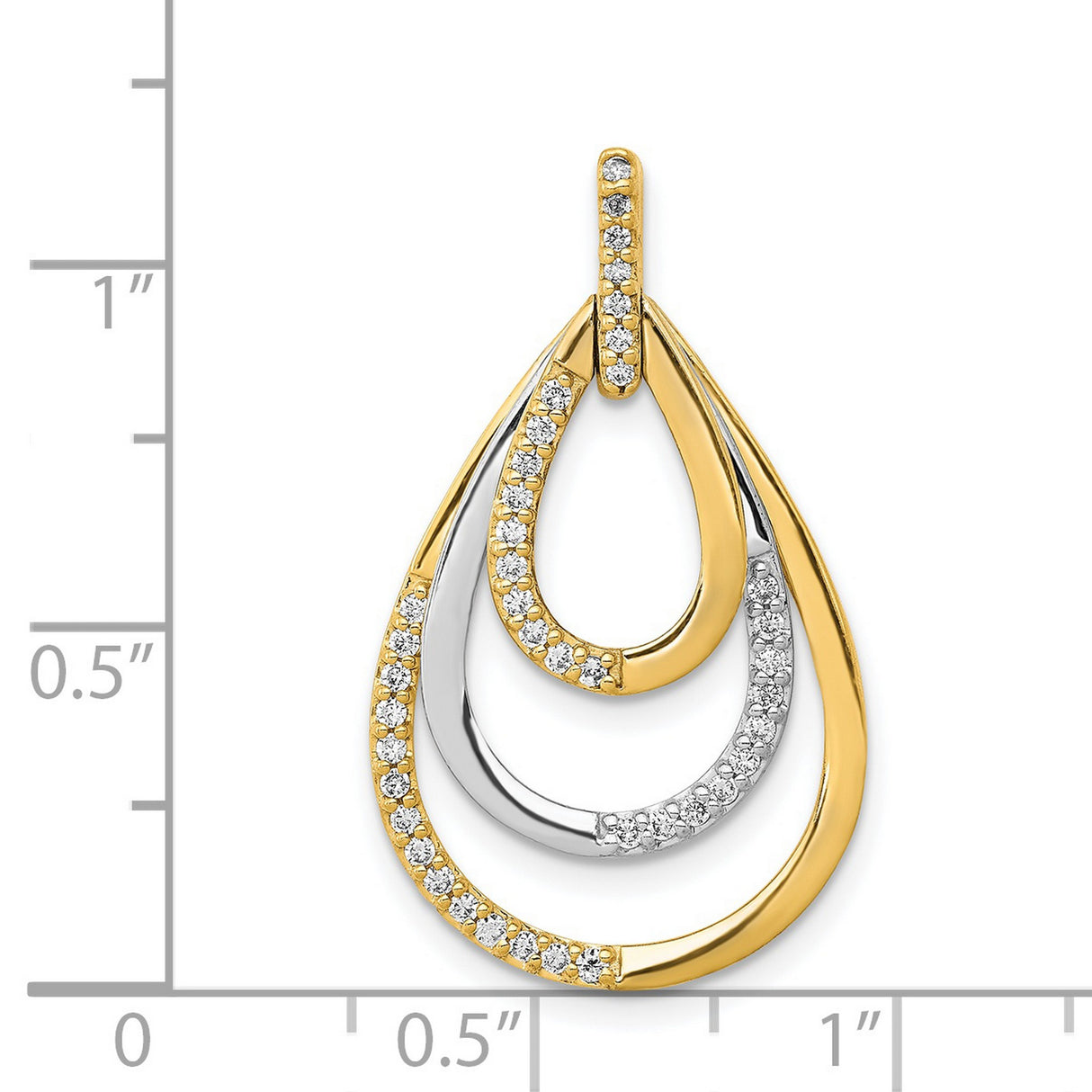 14k Two-Tone Gold Teardrop Pendant with Interlocking Loops and Diamond Accents for Women