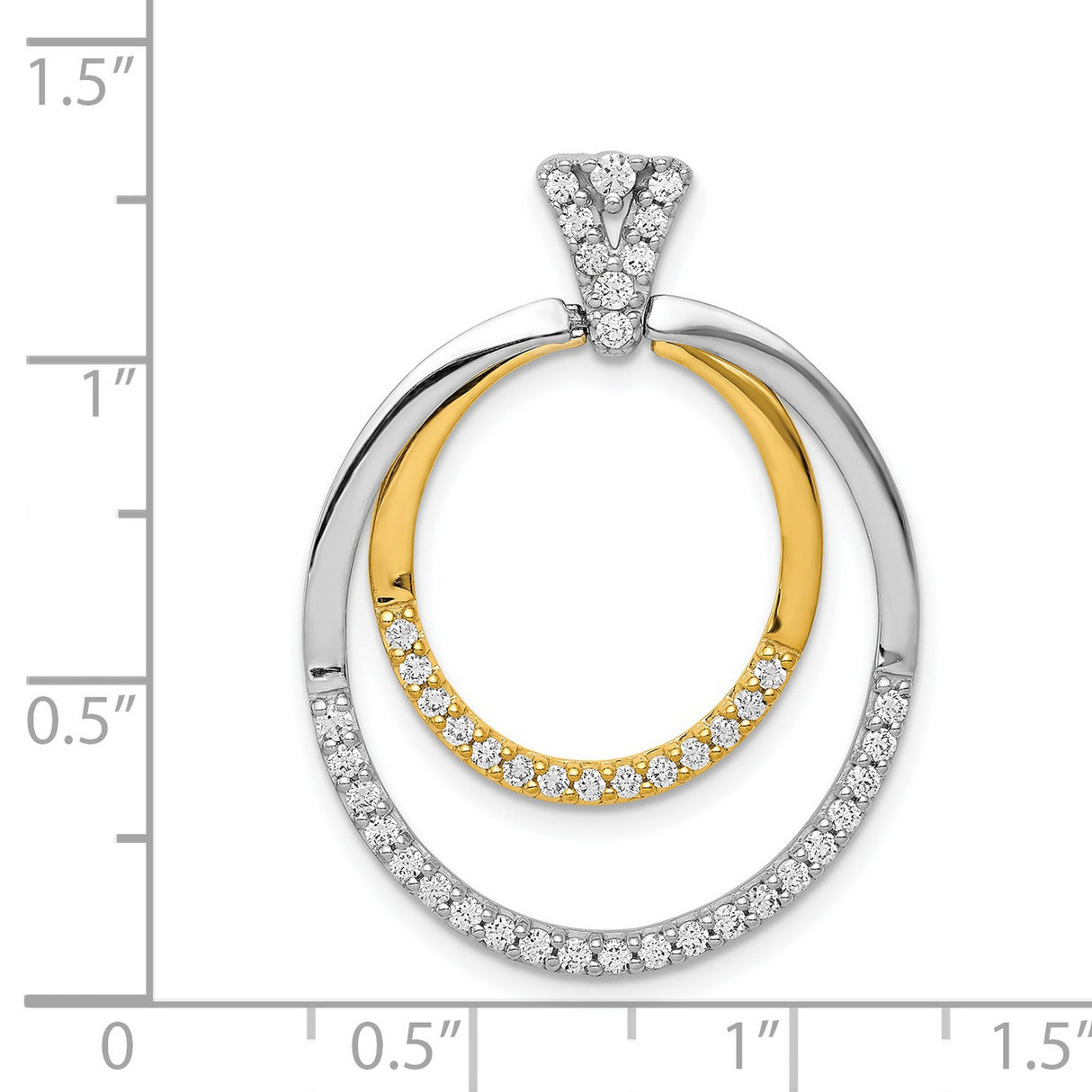14k Two-Tone Gold Pendant with Interlocking Circles and Pavé Diamond Accents