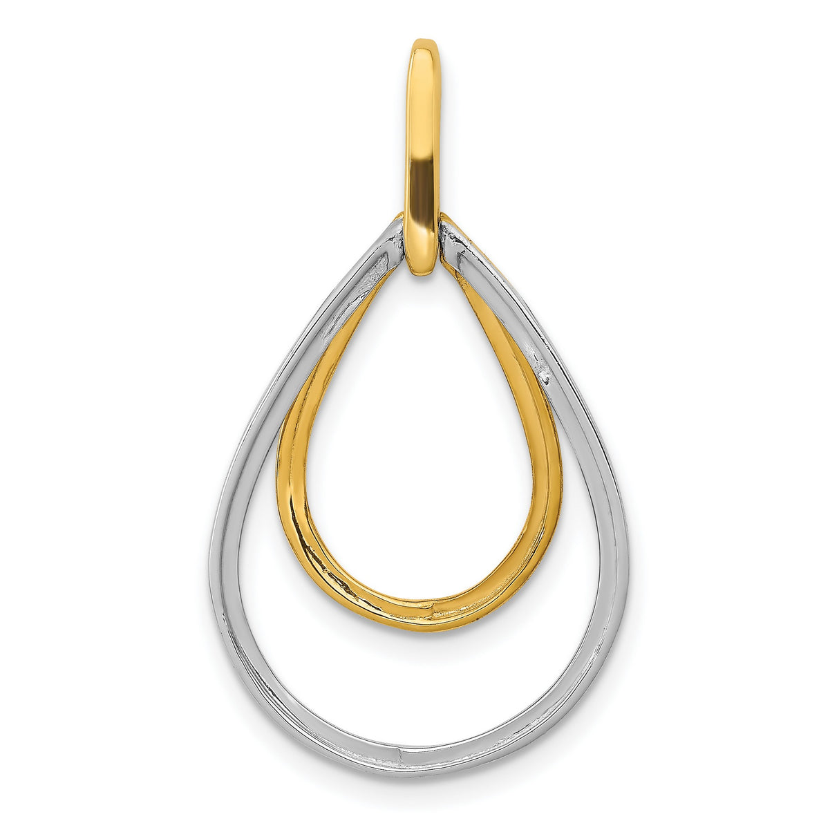 14k Two-Tone Gold Teardrop Pendant with Intertwined Loops and Diamonds