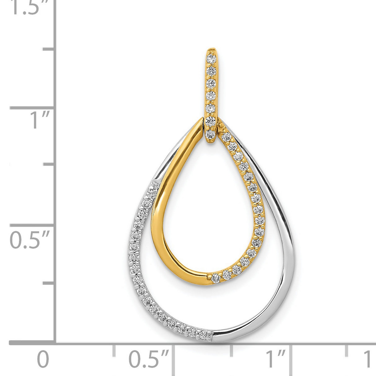 14k Two-Tone Gold Teardrop Pendant with Intertwined Loops and Diamonds