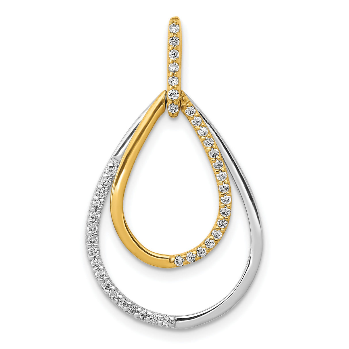 14k Two-Tone Gold Teardrop Pendant with Intertwined Loops and Diamonds