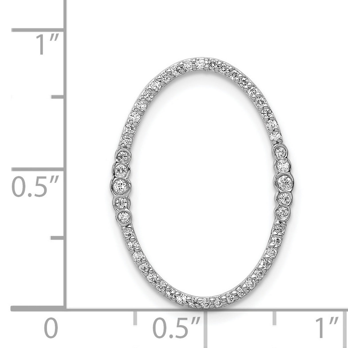 14k White Gold Diamond Oval Pendant with Round Cut Diamonds in Continuous Loop Design