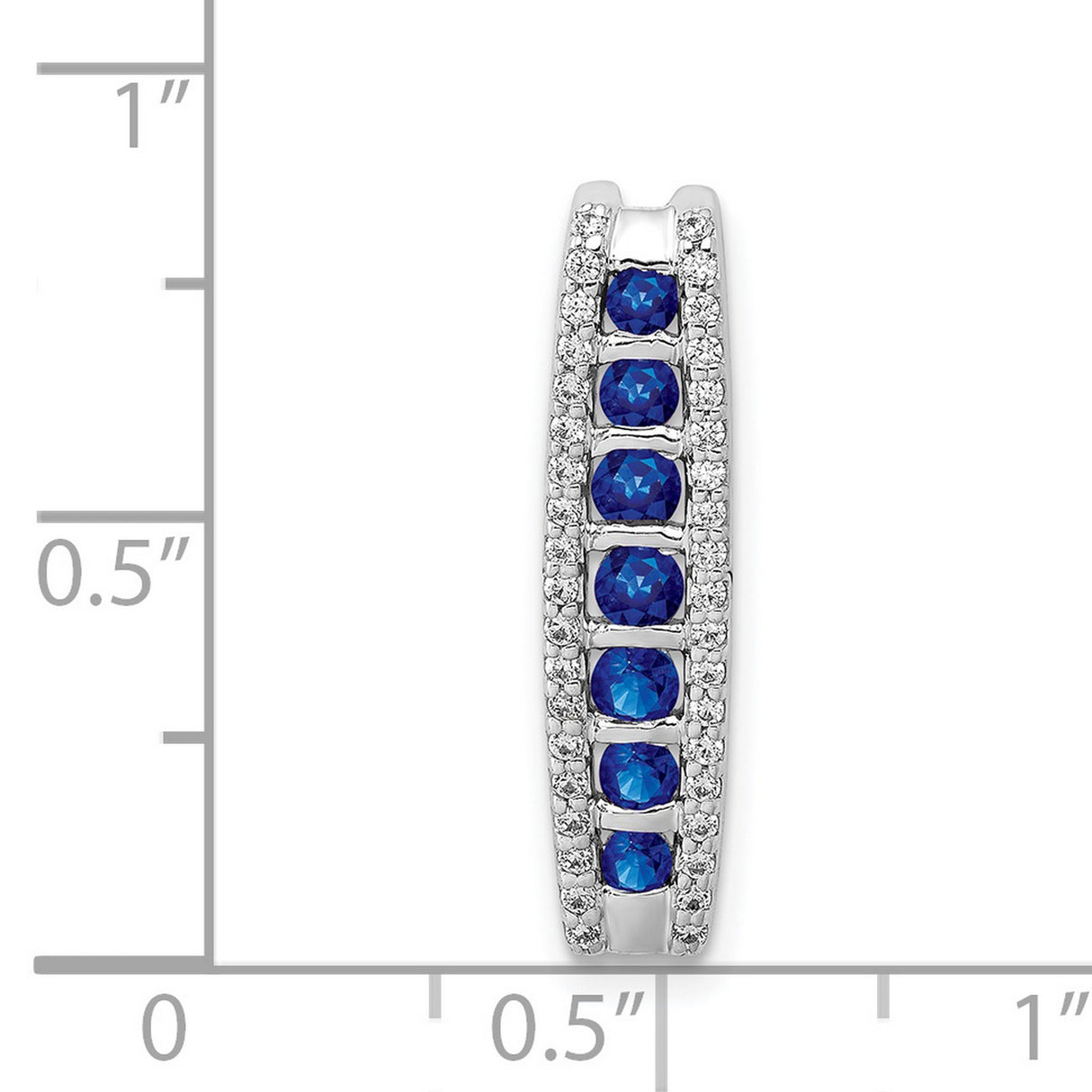 14k White Gold Hoop Earrings with Blue Sapphires and Diamonds, Formal Fine Jewelry