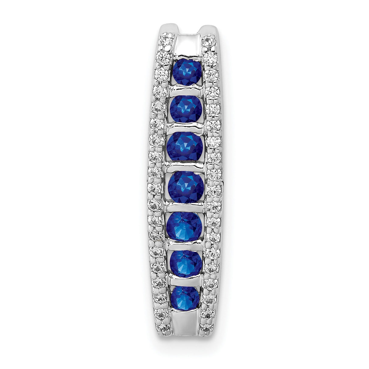 14k White Gold Hoop Earrings with Blue Sapphires and Diamonds, Formal Fine Jewelry