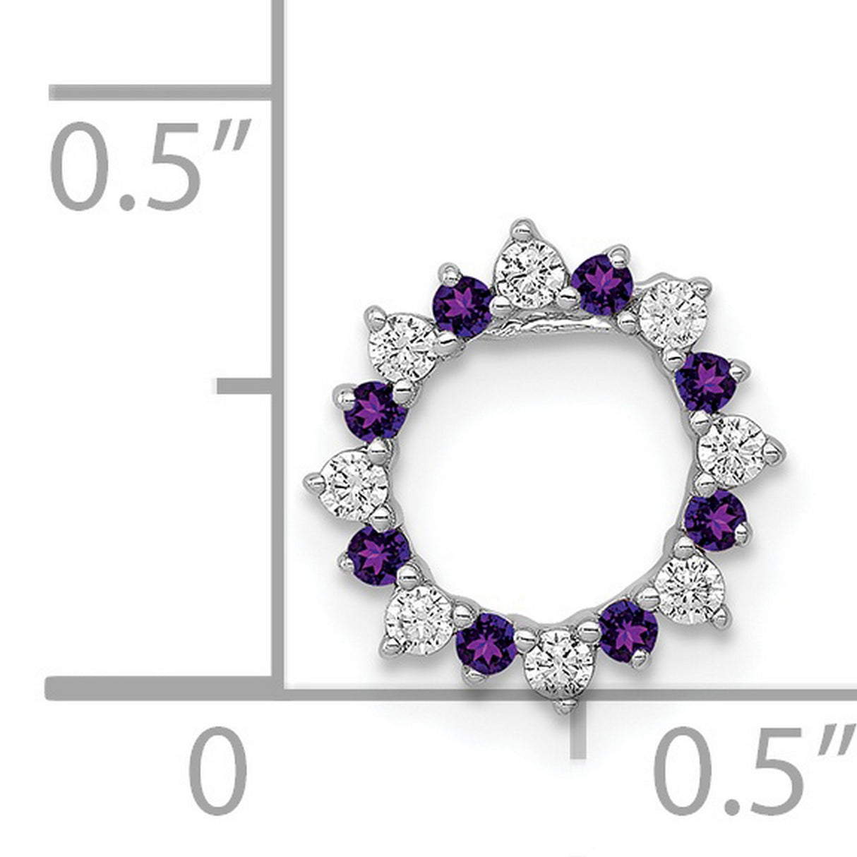 14k White Gold Wreath Pendant with Amethyst and Diamond Circle Design for Women
