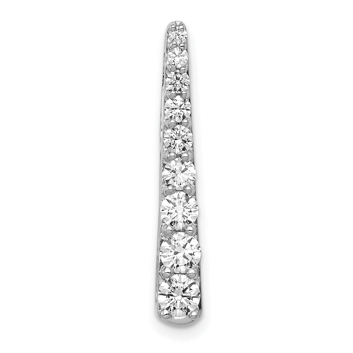 14k White Gold Diamond Bar Pendant with Tapered Design, Minimalist Style for Women