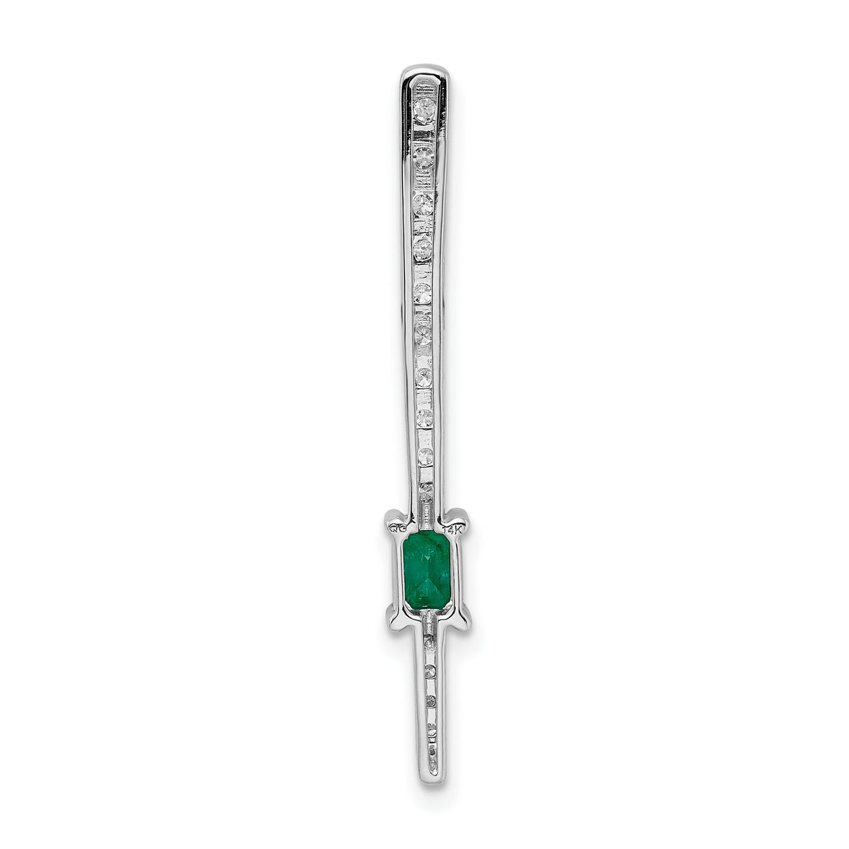 14k White Gold Cross Pendant with Emerald Center and Diamond Accents, Christian Jewelry for Women